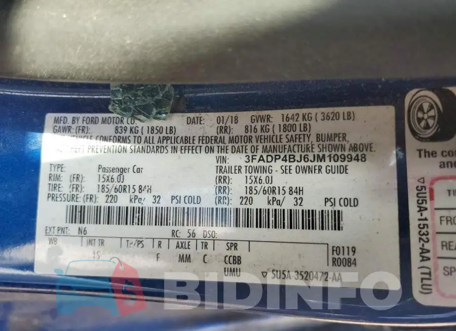 3FADP4BJ6JM109948 Photo# 10