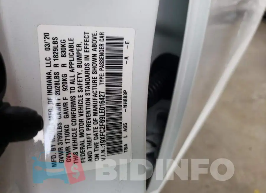 19XFC2F69LE016427 Photo# 10