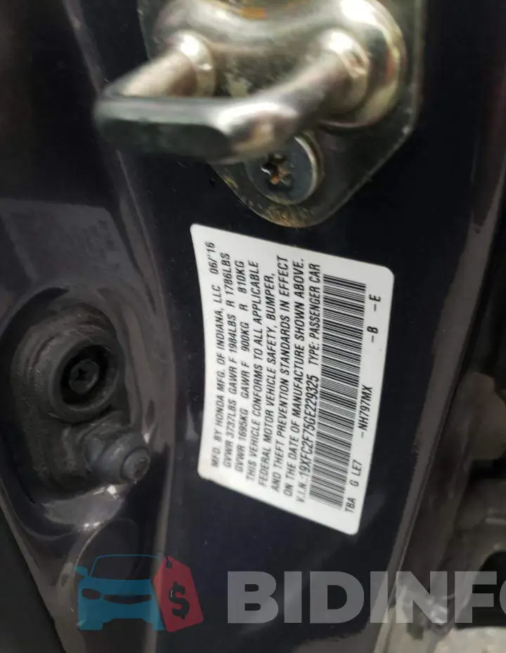 19XFC2F75GE229325 Photo# 10