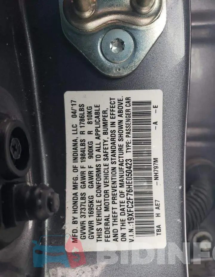 19XFC2F76HE050423 Photo# 10