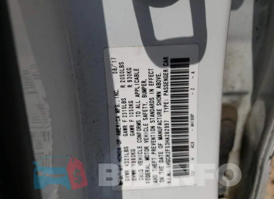 1HGCR2F53HA282997 Photo# 10
