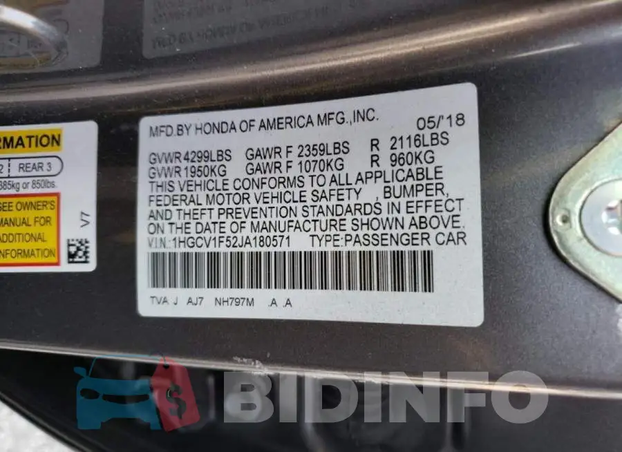 1HGCV1F52JA180571 Photo# 10 1HGCV1F52JA180571 Photo# 10