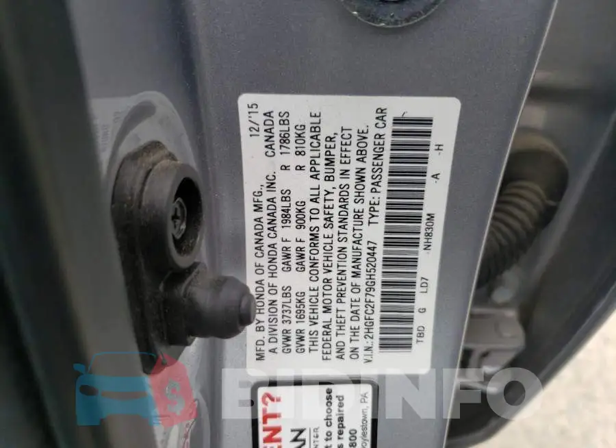2HGFC2F79GH520447 Photo# 10