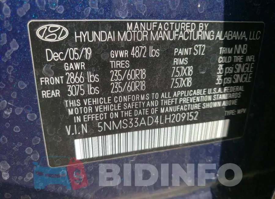 5NMS33AD4LH209152 Photo# 10