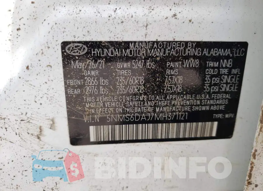 5NMS6DAJ7MH371121 Photo# 10