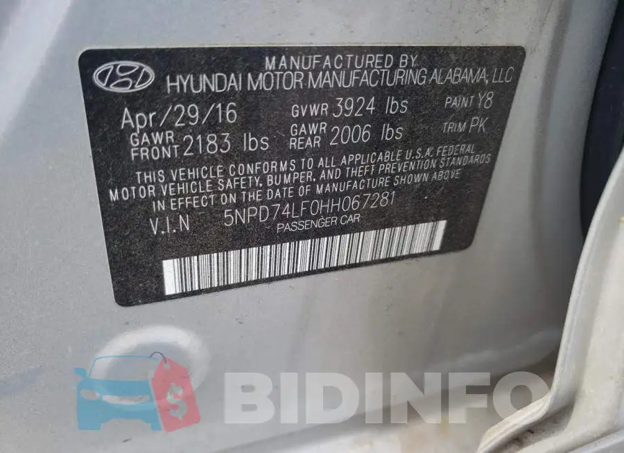 5NPD74LF0HH067281 Photo# 10