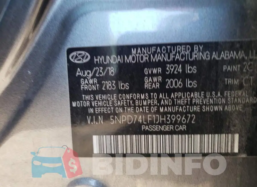 5NPD74LF1JH399672 Photo# 10