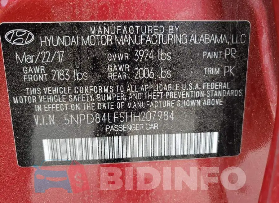 5NPD84LF5HH207984 Photo# 10