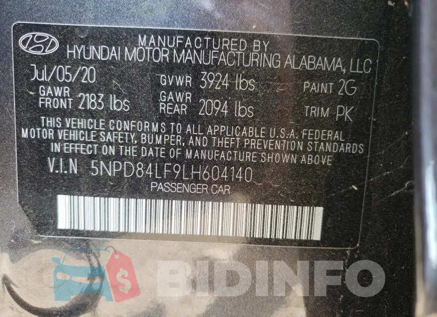 5NPD84LF9LH604140 Photo# 10