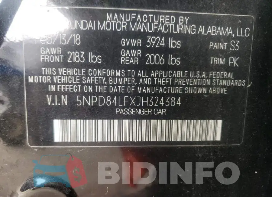 5NPD84LFXJH324384 Photo# 10