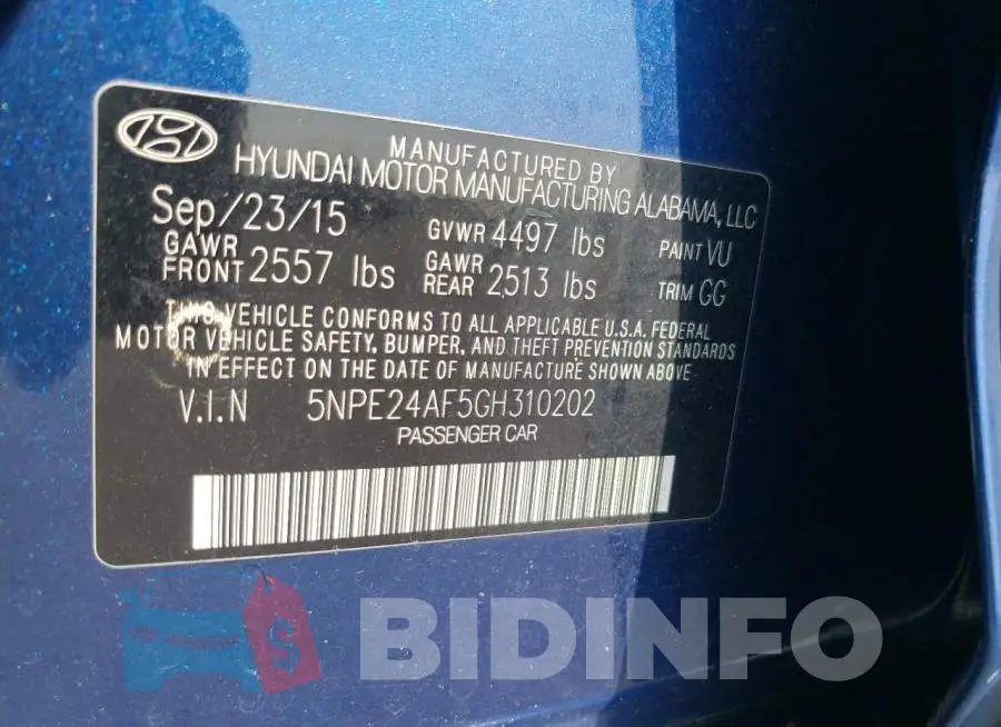 5NPE24AF5GH310202 Photo# 10