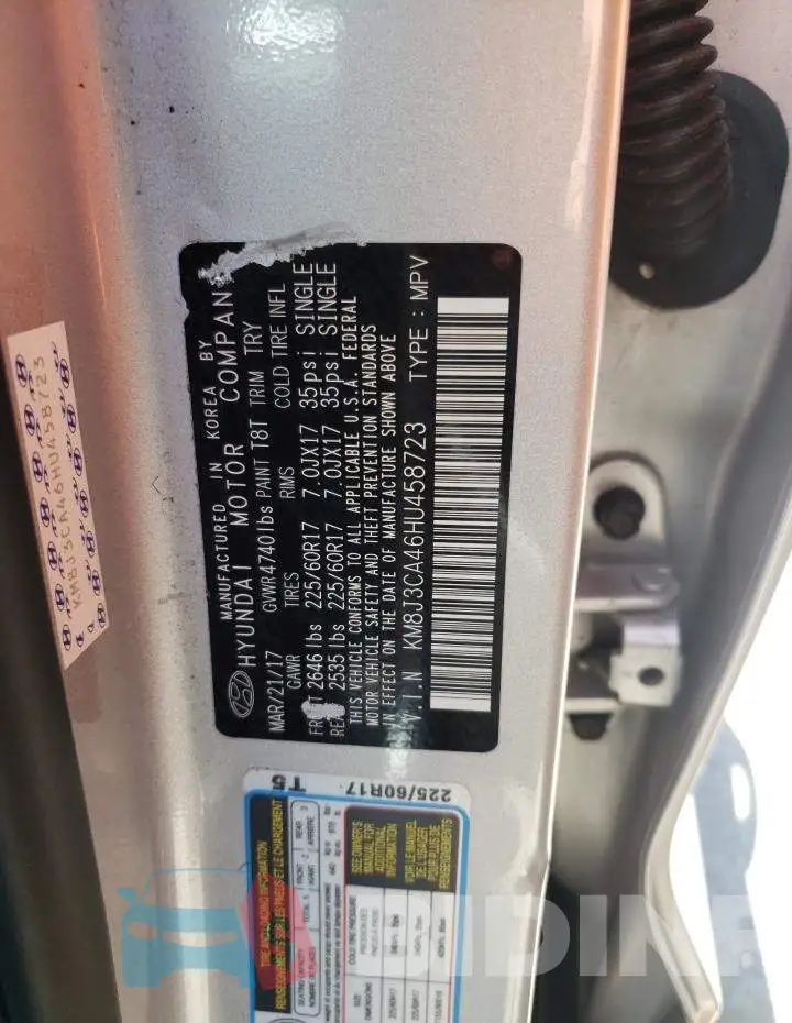 KM8J3CA46HU458723 Photo# 10