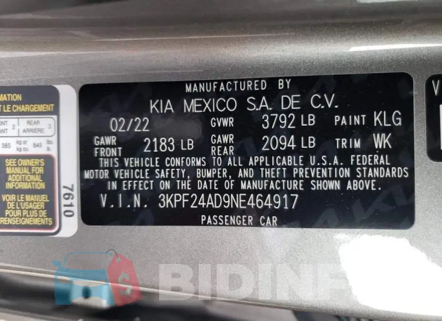 3KPF24AD9NE464917 Photo# 10