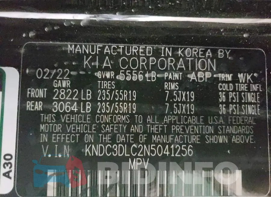 KNDC3DLC2N5041256 Photo# 10