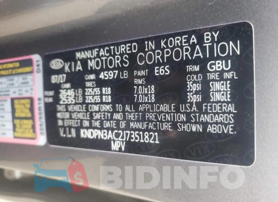 KNDPN3AC2J7351821 Photo# 10