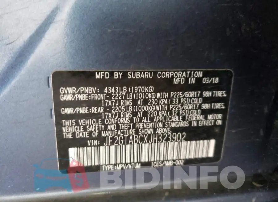 JF2GTABCXJH323902 Photo# 10