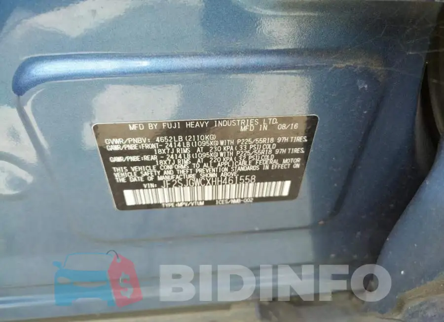 JF2SJGWCXHH461558 Photo# 10
