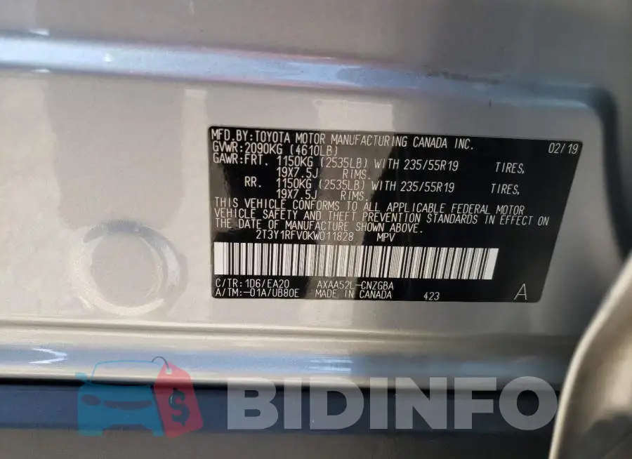 2T3Y1RFV0KW011828 Photo# 10