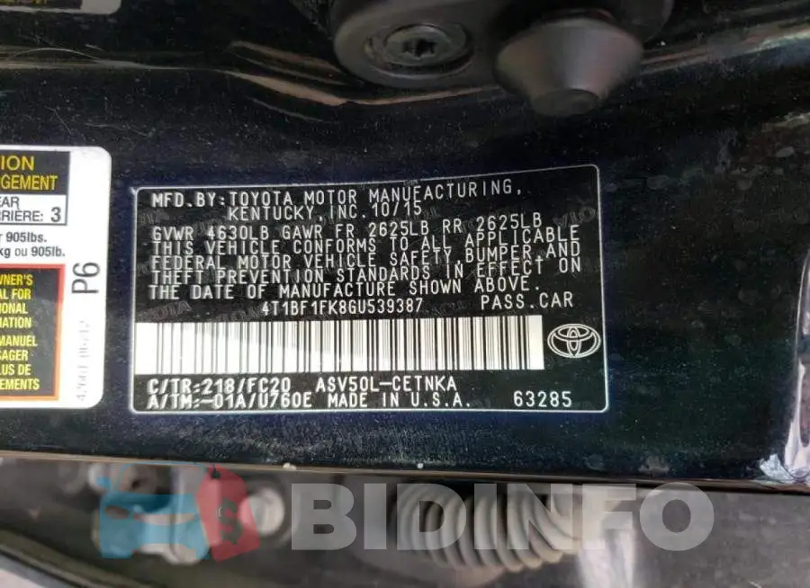 4T1BF1FK8GU539387 Photo# 10