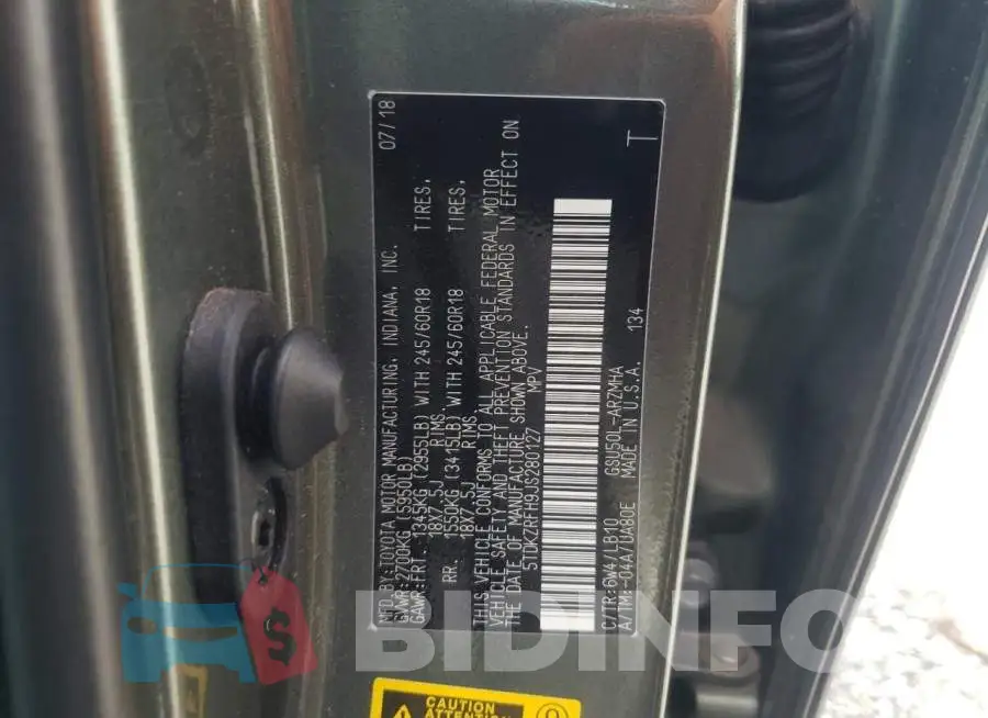 5TDKZRFH9JS280127 Photo# 10