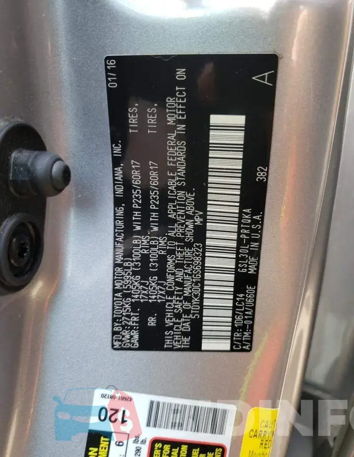 5TDYK3DC1GS698323 Photo# 10