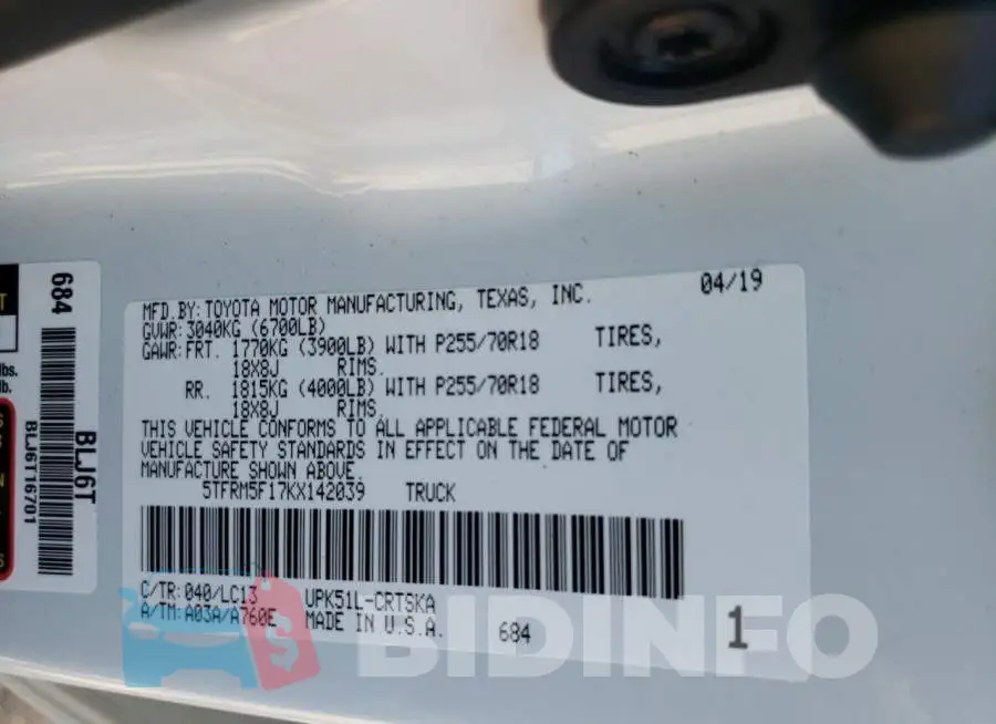 5TFRM5F17KX142039 Photo# 10