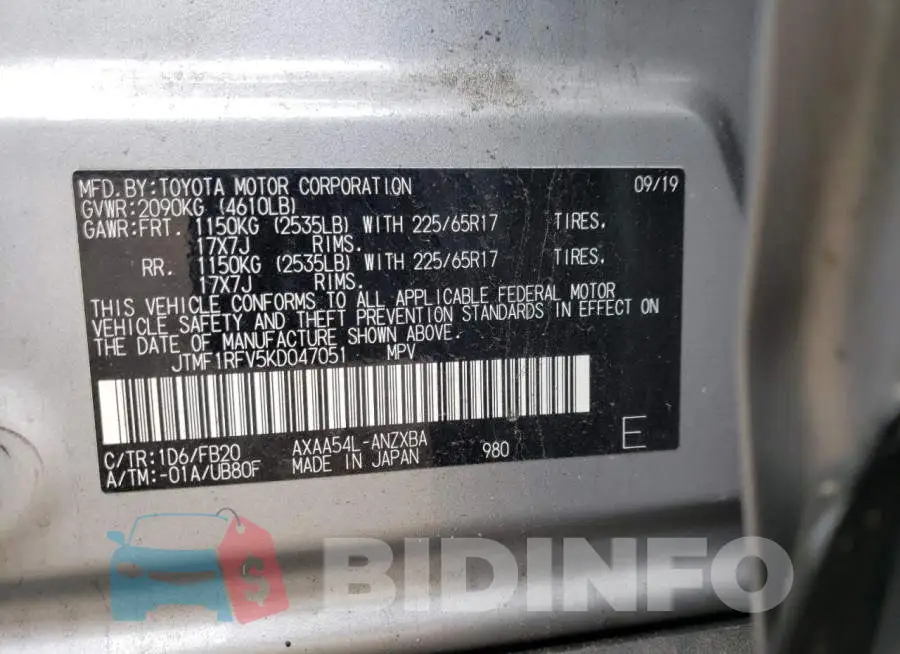 JTMF1RFV5KD047051 Photo# 10
