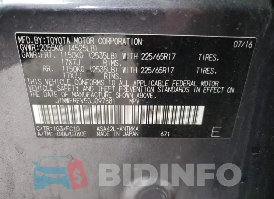 JTMWFREV5GJ097881 Photo# 10