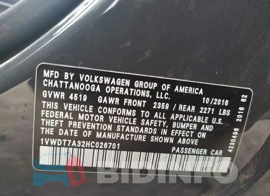 1VWDT7A32HC026701 Photo# 10