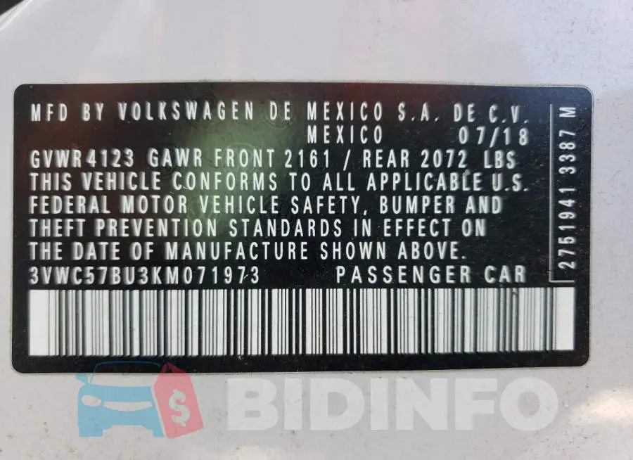 3VWC57BU3KM071973 Photo# 10