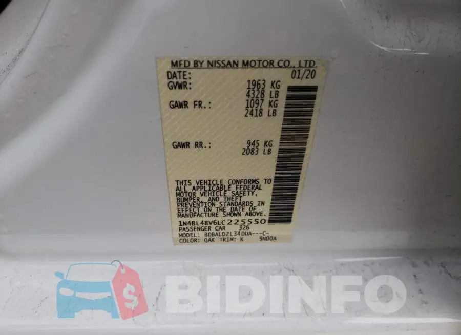 1N4BL4BV6LC225550 Photo# 10
