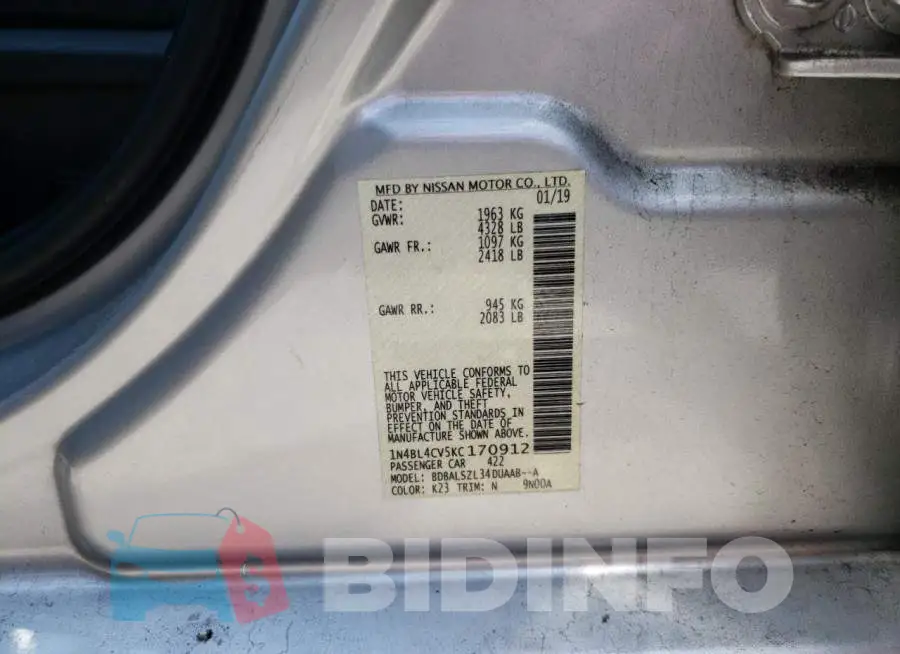 1N4BL4CV5KC170912 Photo# 10