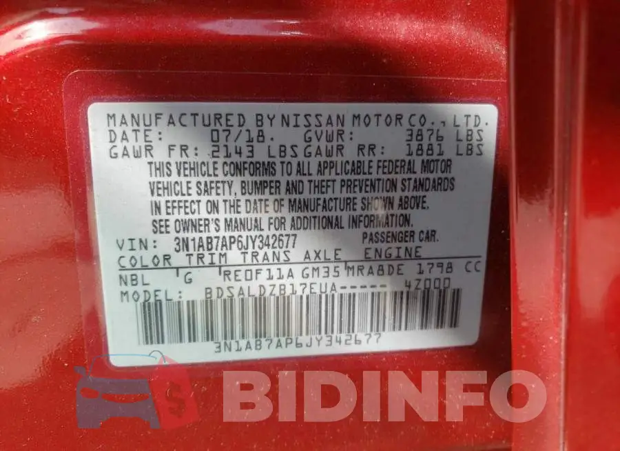 3N1AB7AP6JY342677 Photo# 10