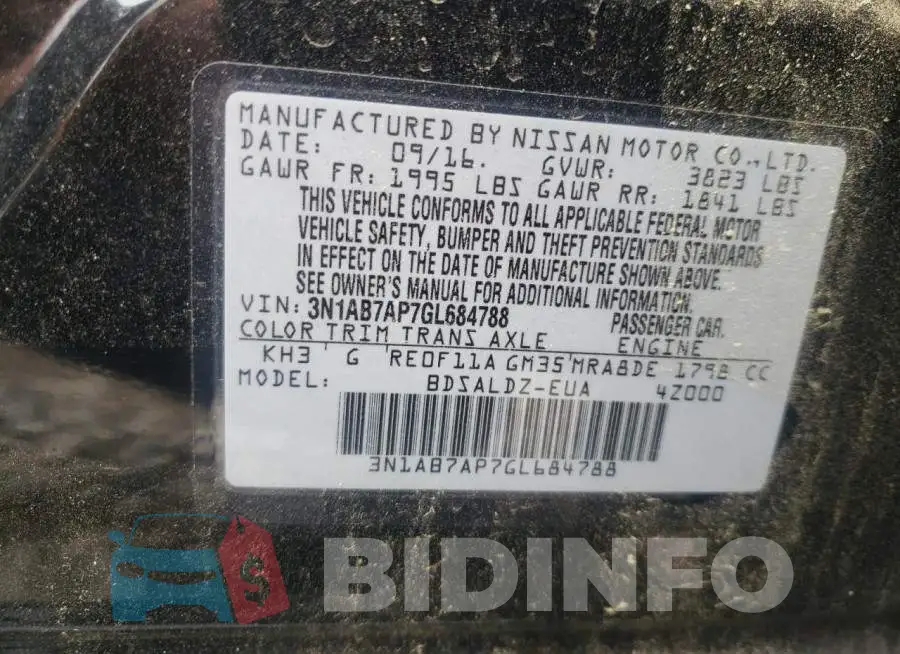 3N1AB7AP7GL684788 Photo# 10