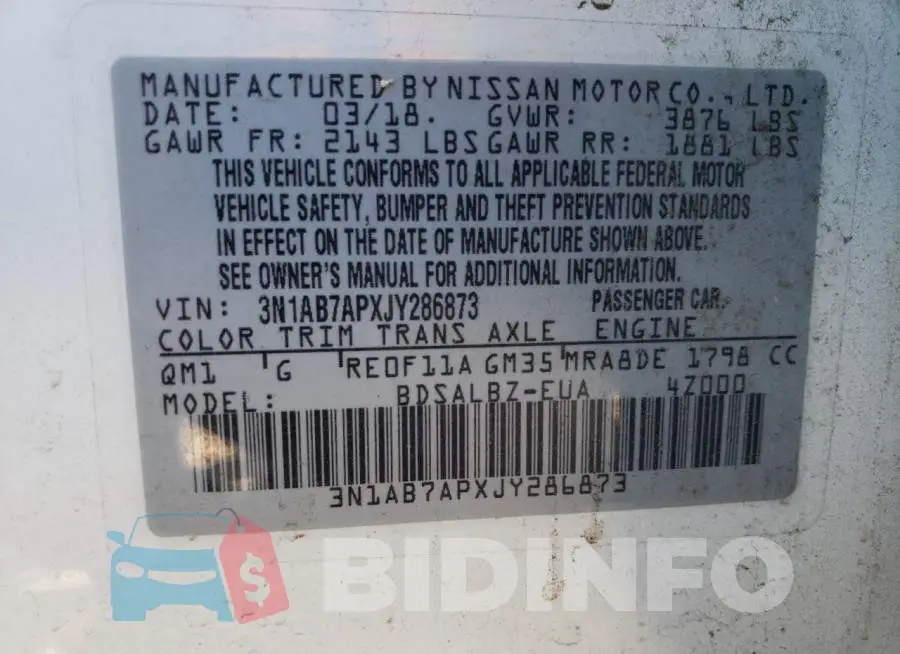 3N1AB7APXJY286873 Photo# 10