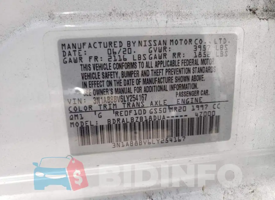 3N1AB8BV6LY254167 Photo# 10