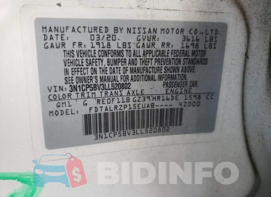 3N1CP5BV3LL520802 Photo# 10