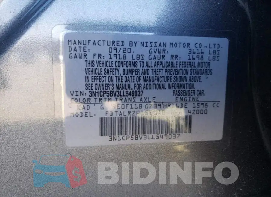 3N1CP5BV3LL549037 Photo# 10
