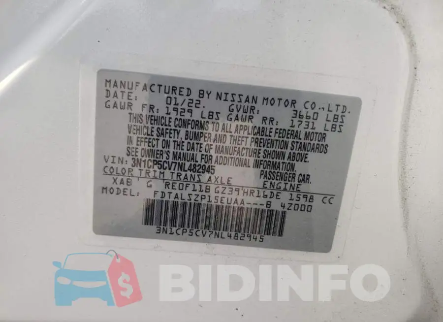 3N1CP5CV7NL482945 Photo# 10
