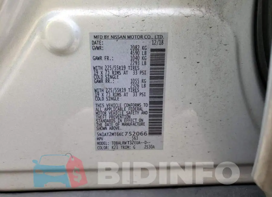 5N1AT2MT6KC752066 Photo# 10