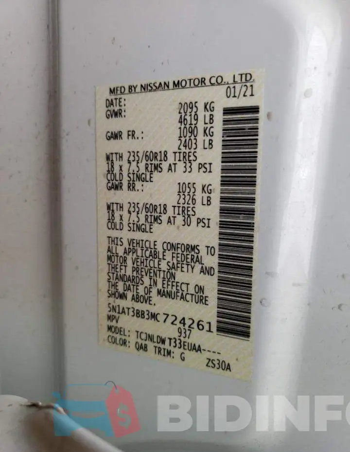 5N1AT3BB3MC724261 Photo# 10