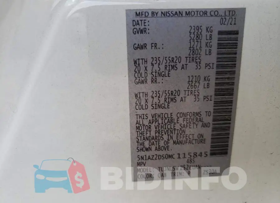 5N1AZ2DS0MC115845 Photo# 10