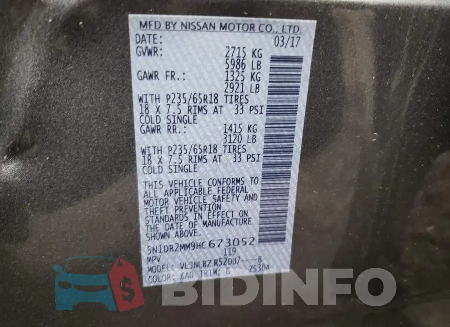 5N1DR2MM9HC673052 Photo# 10