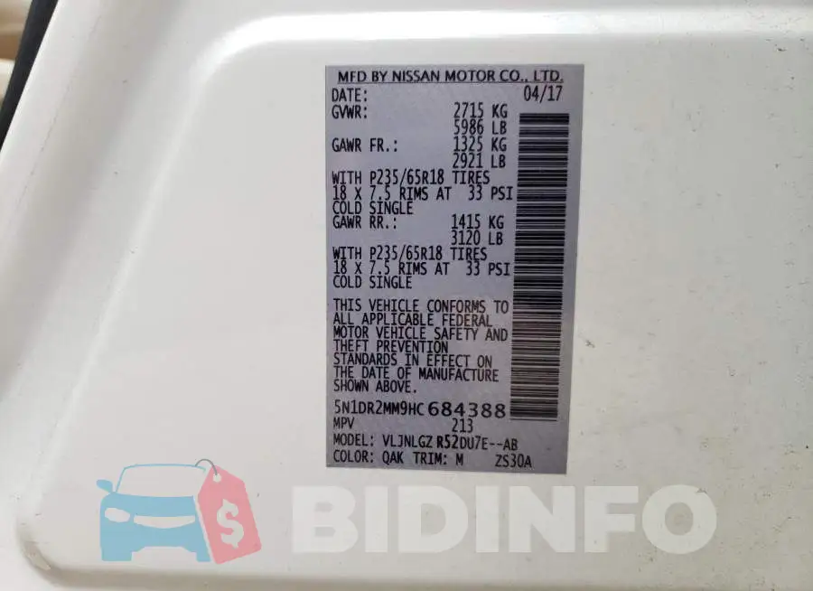 5N1DR2MM9HC684388 Photo# 10