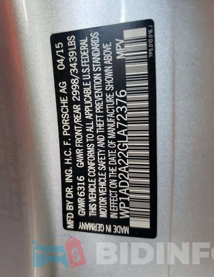 WP1AD2A22GLA72376 Photo# 10