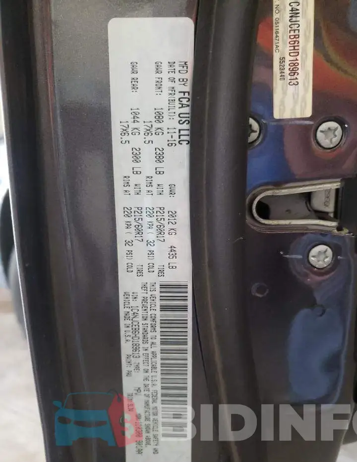 1C4NJCEB6HD189613 Photo# 10