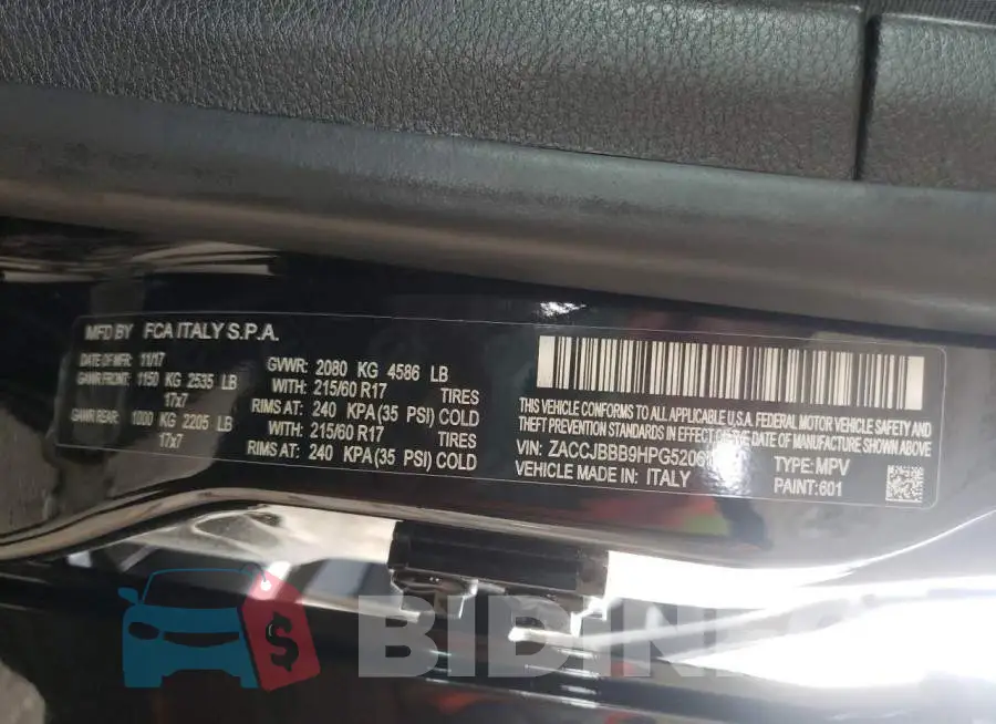 ZACCJBBB9HPG52061 Photo# 10