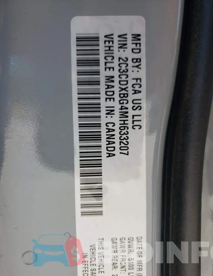 2C3CDXBG4MH633207 Photo# 10