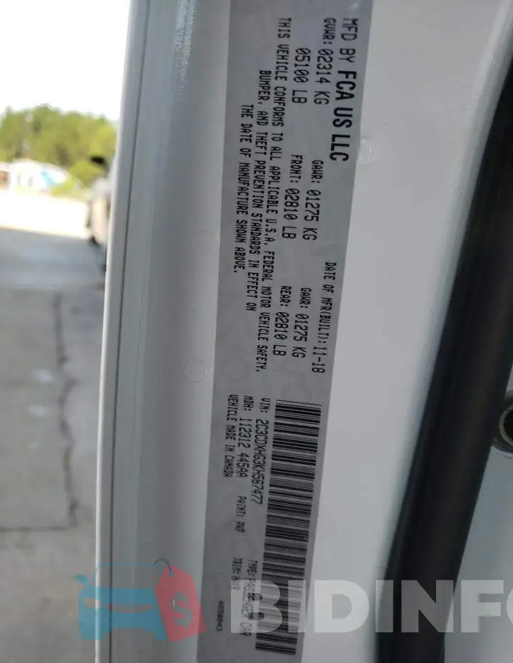 2C3CDXHG3KH567477 Photo# 10