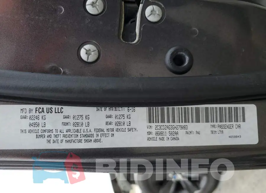 2C3CDZAG3GH279083 Photo# 10